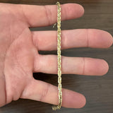 14k Yellow Gold 8g Vintage Men's 3.5mm Squared Rope Bracelet 8"