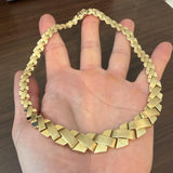14k Yellow Gold 30.4g Vintage Graduated Fancy X Link Necklace 16"
