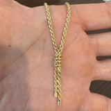 14k Yellow Gold 7g Hollow 2.5mm Lariat Tassel Rope Chain Necklace 20"