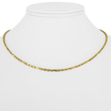24k Pure Yellow Gold 15g Solid 2mm Bar and Cable Link Chain Necklace 16.5"