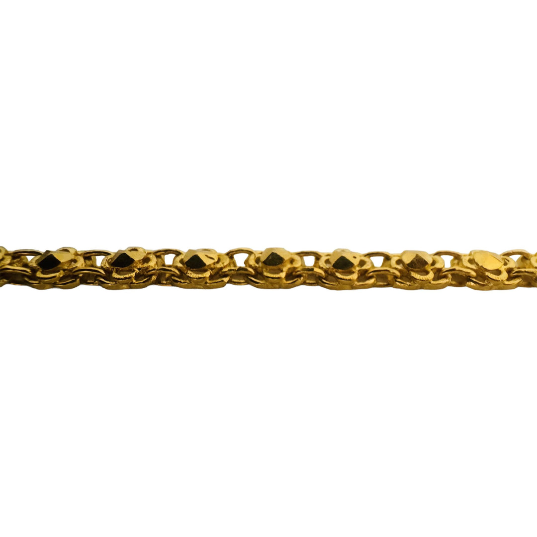 24k Pure Yellow Gold 13.3g Fancy Link Bracelet with Heart Charm 7"