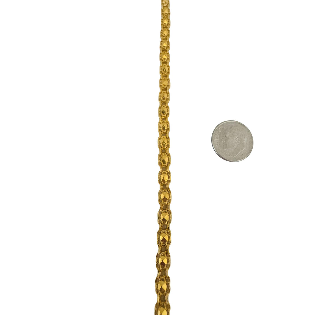 24k Pure Yellow Gold 13.3g Fancy Link Bracelet with Heart Charm 7"