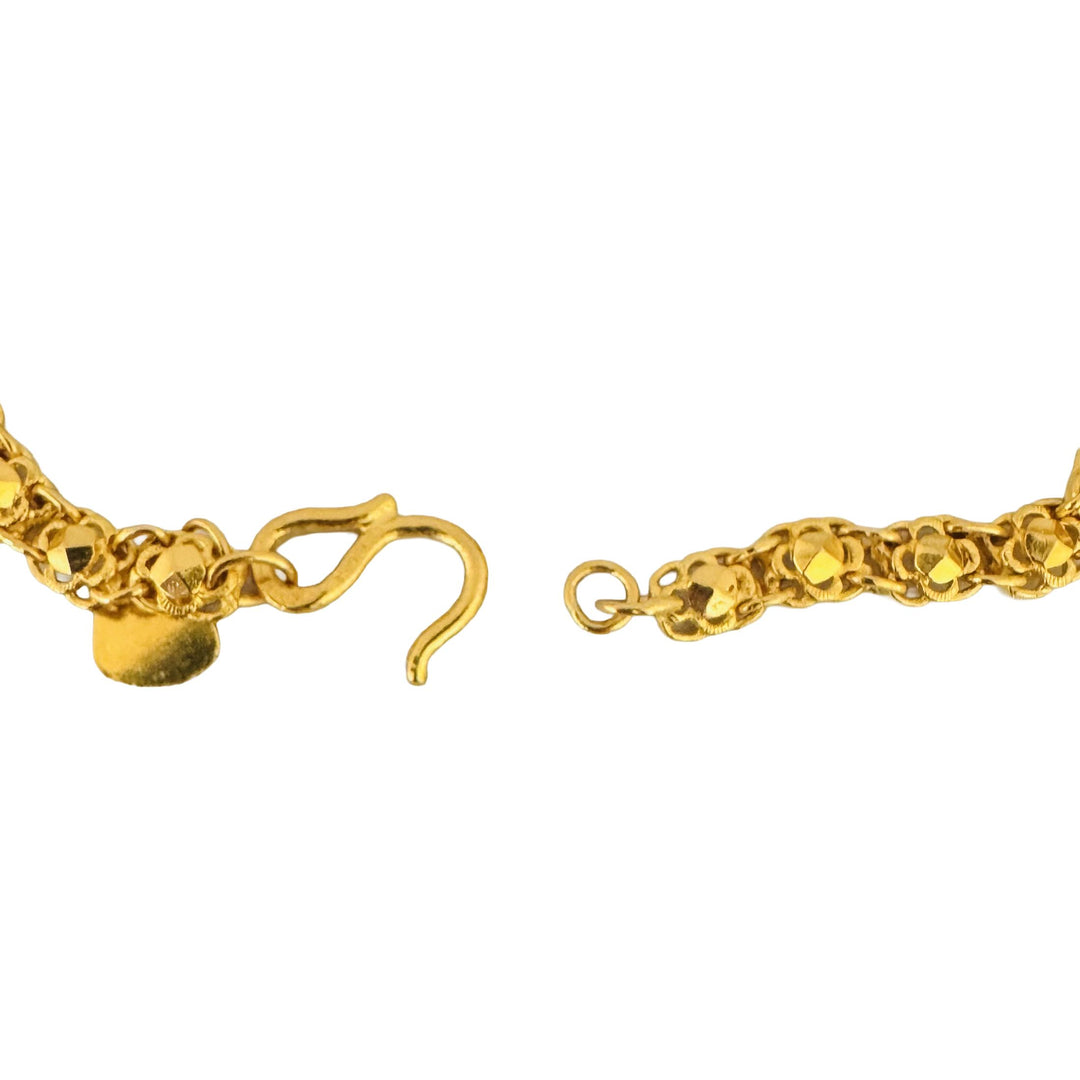 24k Pure Yellow Gold 13.3g Fancy Link Bracelet with Heart Charm 7"