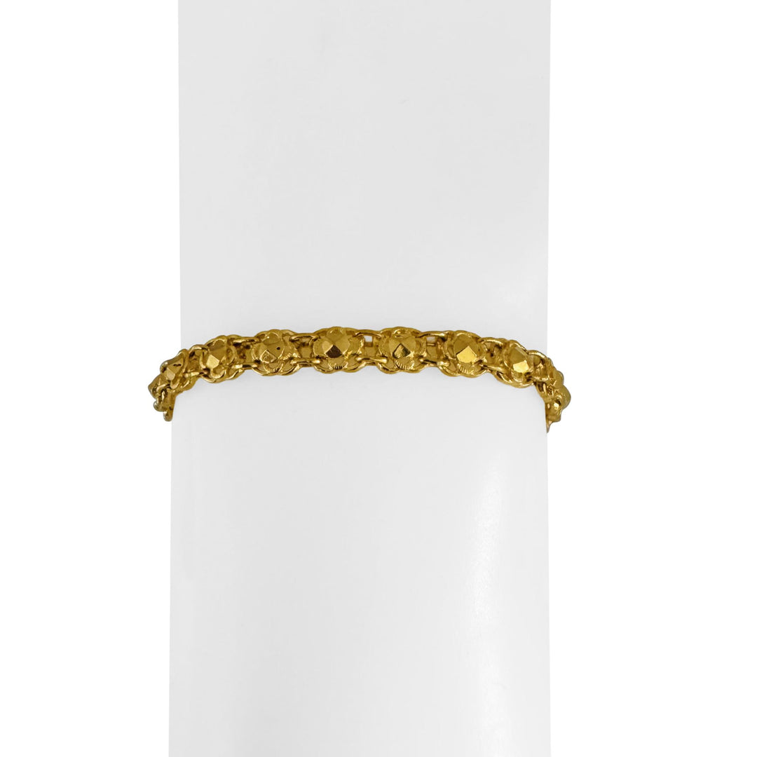 24k Pure Yellow Gold 13.3g Fancy Link Bracelet with Heart Charm 7"