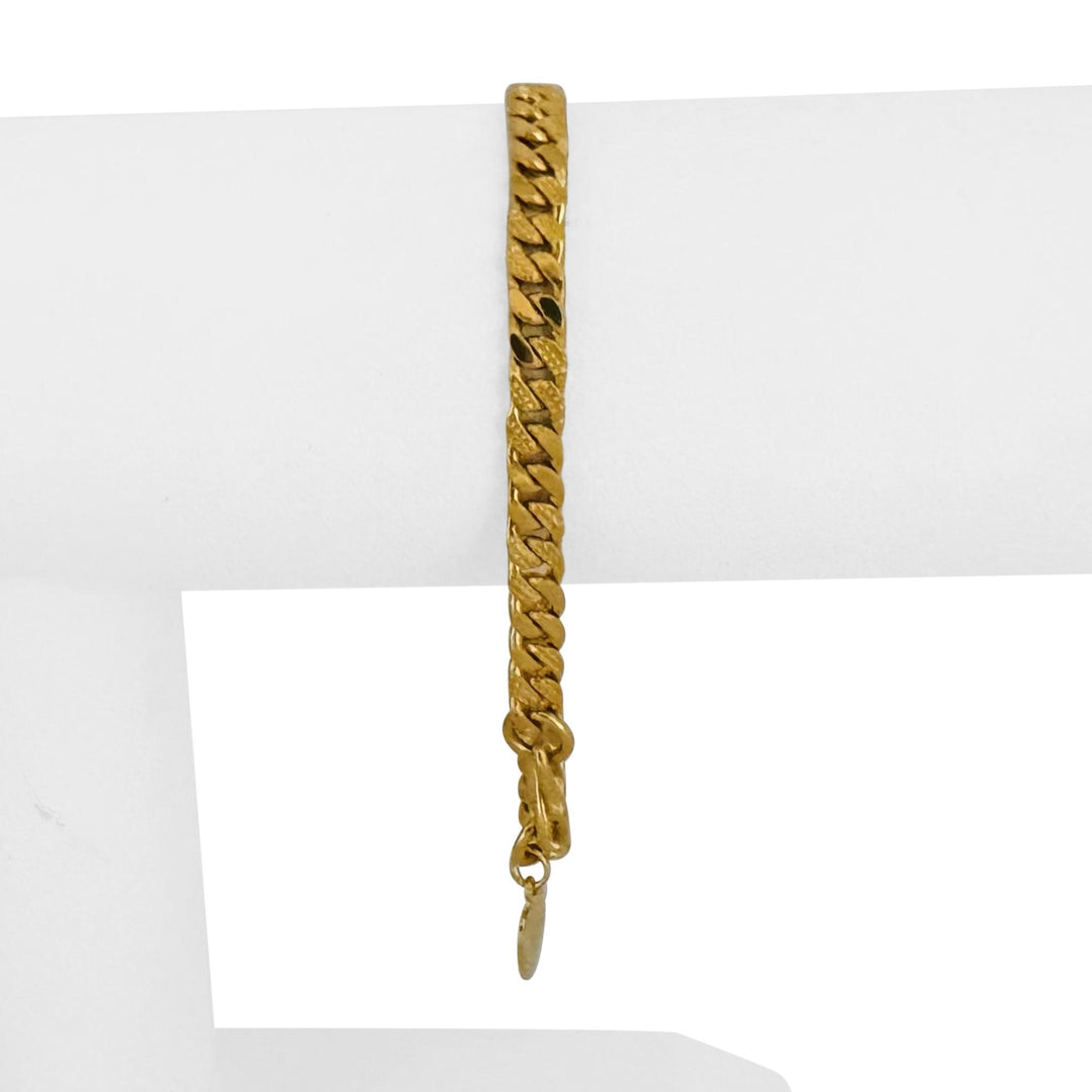 24k Pure Yellow Gold 16.2g Solid Curb Link Bracelet with Heart Charm 6.75"