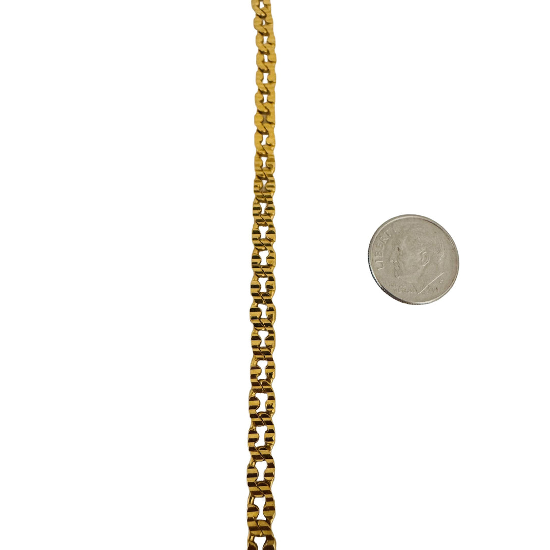 24k Pure Yellow Gold 11.8g Diamond Cut Curb Link Bracelet with Heart Charm 6.25"