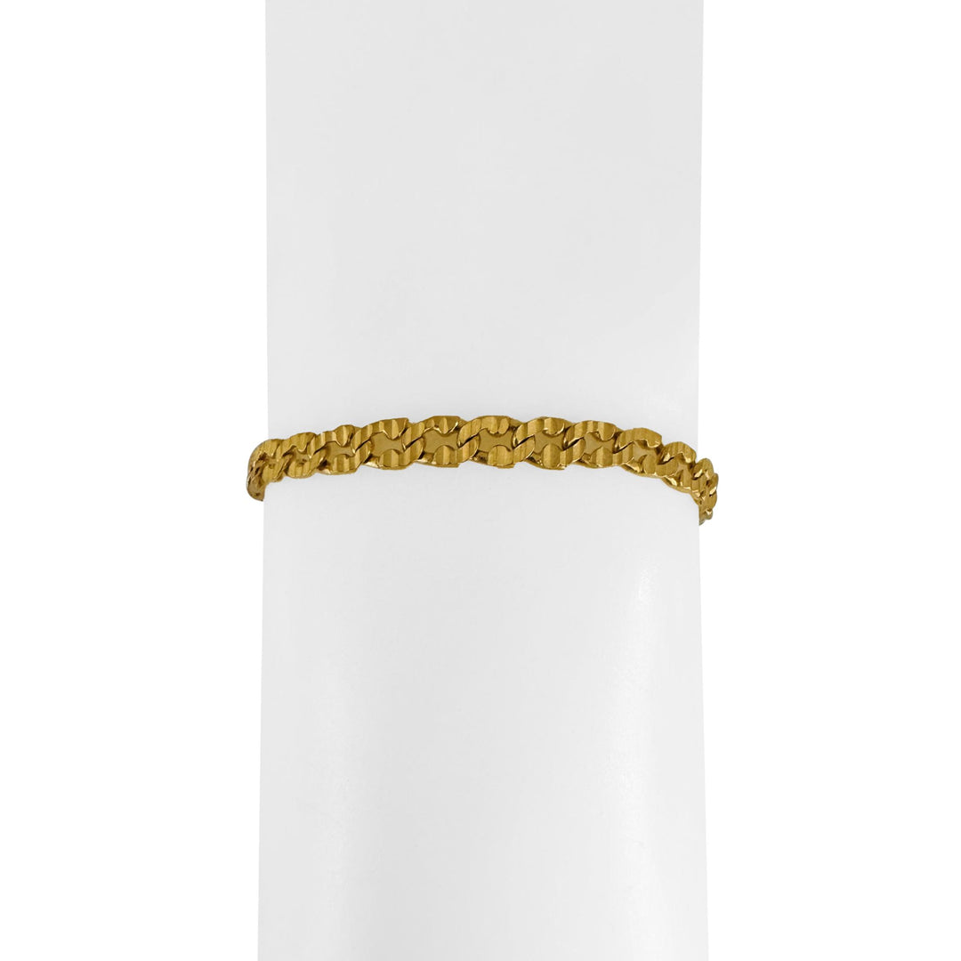 24k Pure Yellow Gold 11.8g Diamond Cut Curb Link Bracelet with Heart Charm 6.25"