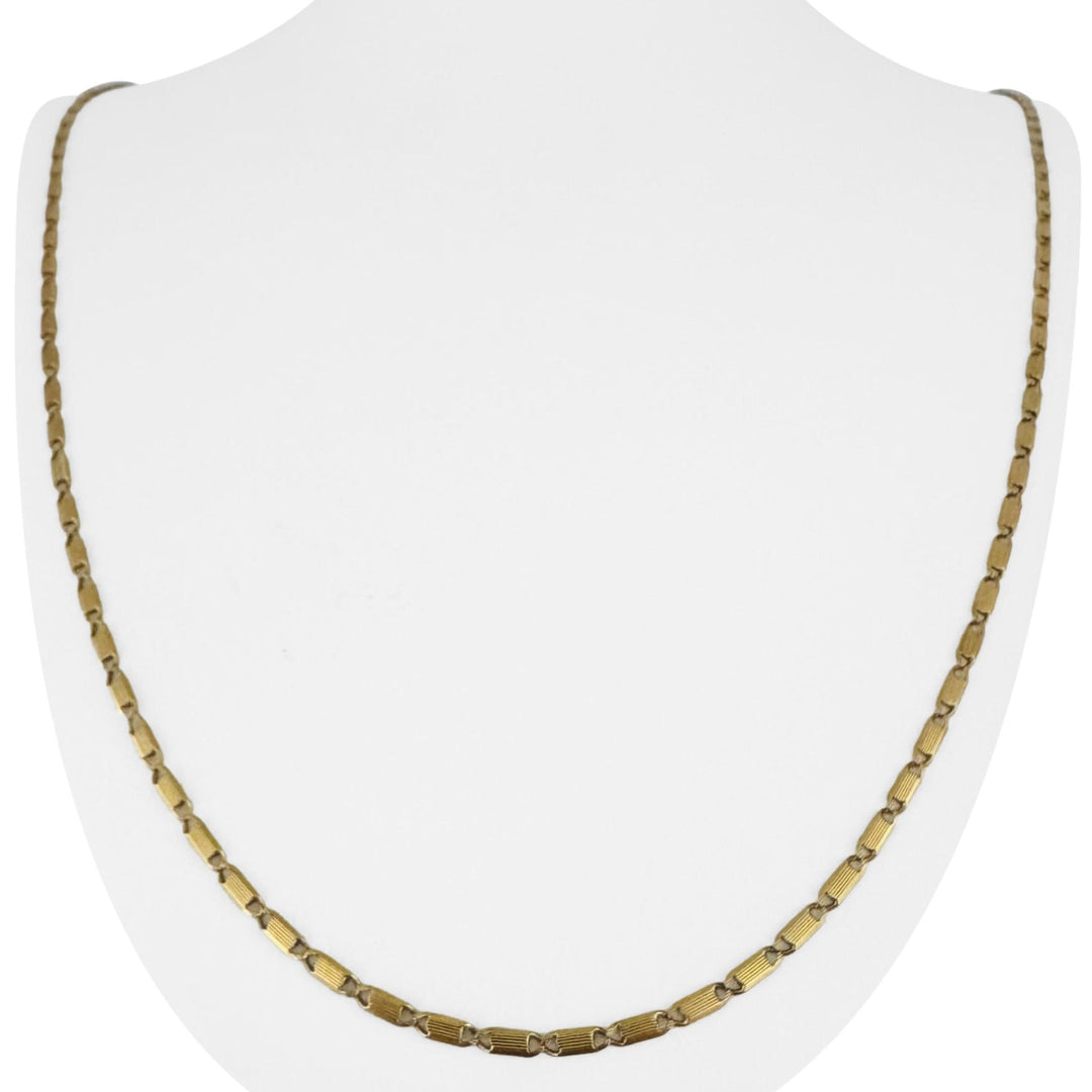 18k Yellow Gold 10.4g Vintage Solid Thin Fancy Closed Link Necklace Italy 27"