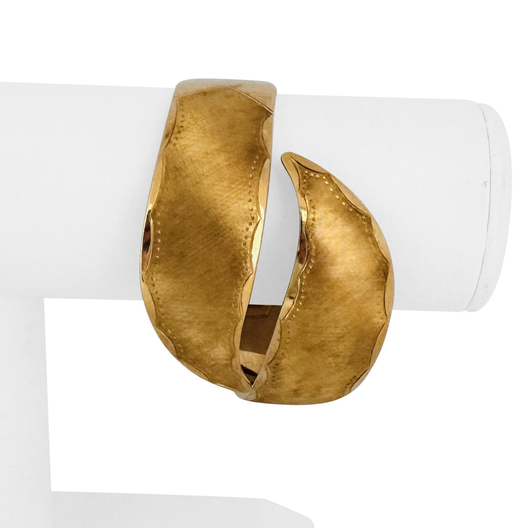 18k Yellow Gold 30.4g Solid Vintage Large Bypass Bangle Bracelet Italy 7"