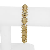 14k Yellow Gold 17.6g Ladies Diamond Cut Frog Charm Link Bracelet 8"