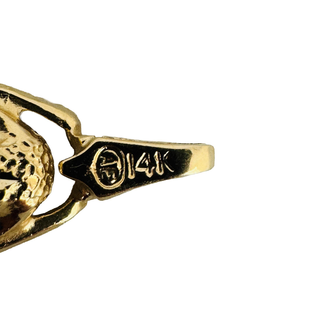 14k Yellow Gold 17.6g Ladies Diamond Cut Frog Charm Link Bracelet 8"