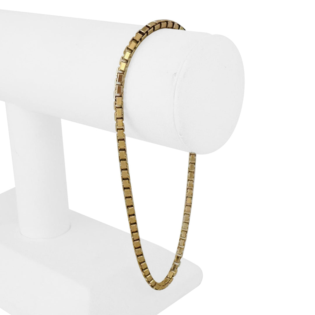 18k Yellow Gold 15.2g Vintage Solid Box Link Men's Bracelet or Anklet 9.5"