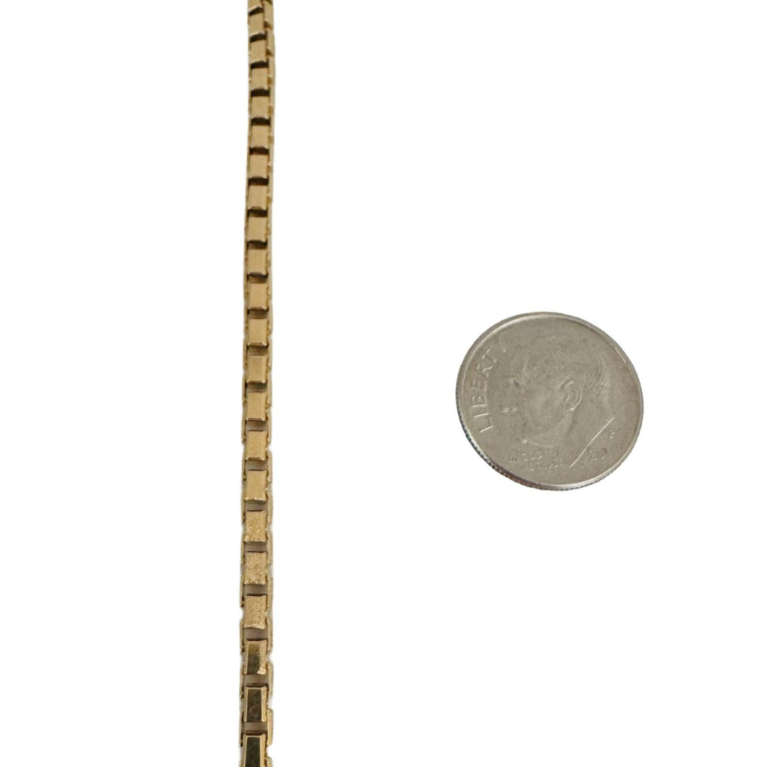 18k Yellow Gold 15.2g Vintage Solid Box Link Men's Bracelet or Anklet 9.5"