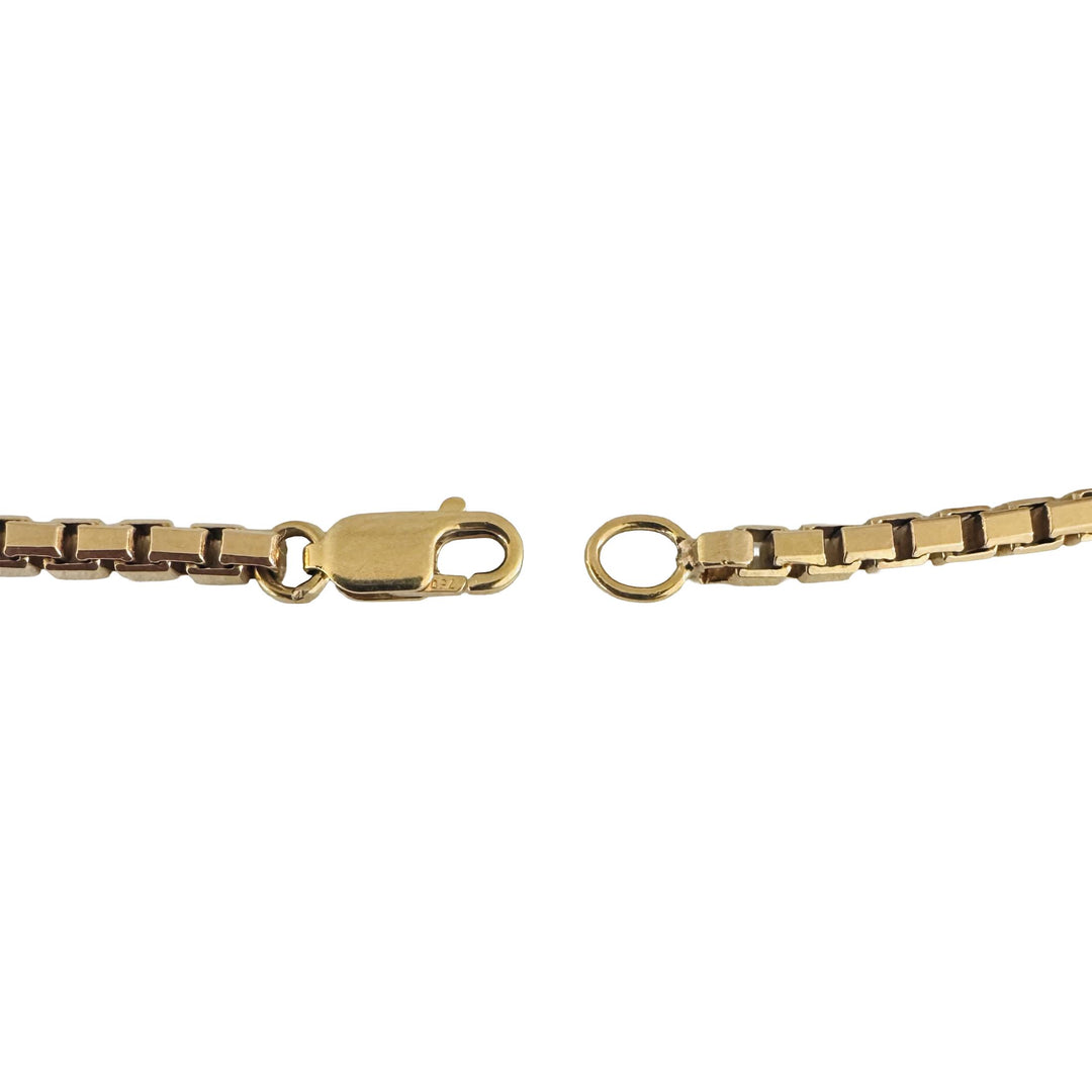 18k Yellow Gold 15.2g Vintage Solid Box Link Men's Bracelet or Anklet 9.5"