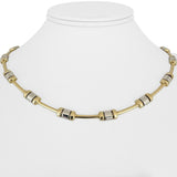 14k Yellow and White Gold 21g Ladies Fancy Bar Link Necklace Italy 17"