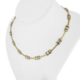 14k Yellow and White Gold 21g Ladies Fancy Bar Link Necklace Italy 17"