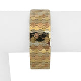 14k Yellow White and Rose Gold 34g Solid Vintage Scale Link Bracelet 7"