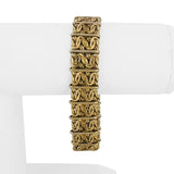 14k Two Tone Gold 25.6g Ladies Vintage Heavy Byzantine Link Bracelet Italy 8"