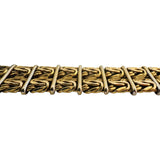 14k Two Tone Gold 25.6g Ladies Vintage Heavy Byzantine Link Bracelet Italy 8"