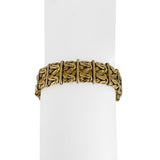 14k Two Tone Gold 25.6g Ladies Vintage Heavy Byzantine Link Bracelet Italy 8"