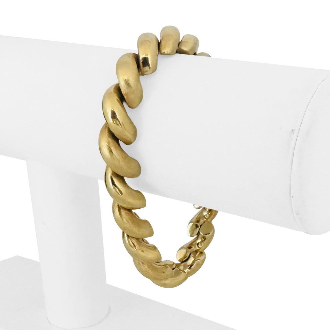 14k Yellow Gold 25.5g Polished and Brushed 10mm San Marco Link Bracelet 7.25"