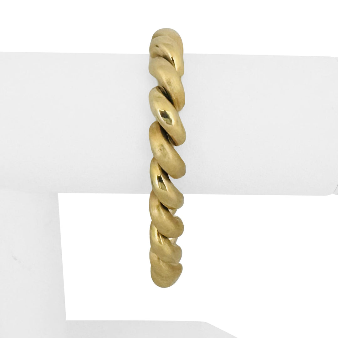 14k Yellow Gold 25.5g Polished and Brushed 10mm San Marco Link Bracelet 7.25"