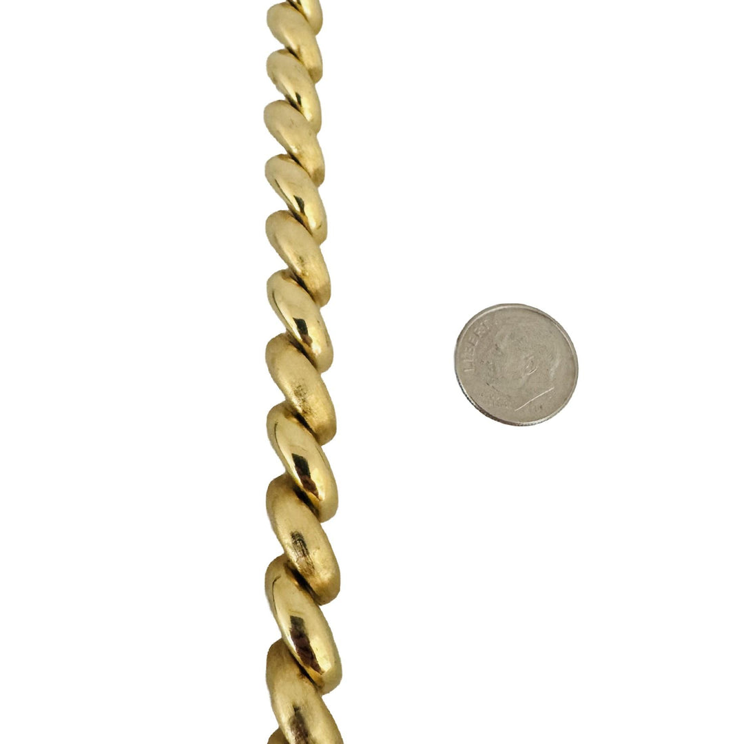 14k Yellow Gold 25.5g Polished and Brushed 10mm San Marco Link Bracelet 7.25"