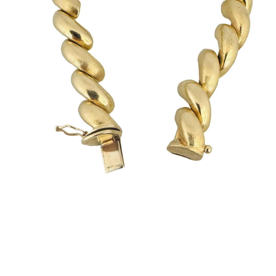 14k Yellow Gold 25.5g Polished and Brushed 10mm San Marco Link Bracelet 7.25"