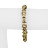 14k Yellow Gold 13g Ladies Vintage 9mm XO Hugs and Kisses Link Bracelet Italy 7"