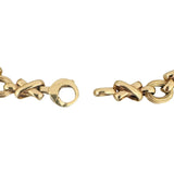 14k Yellow Gold 13g Ladies Vintage 9mm XO Hugs and Kisses Link Bracelet Italy 7"