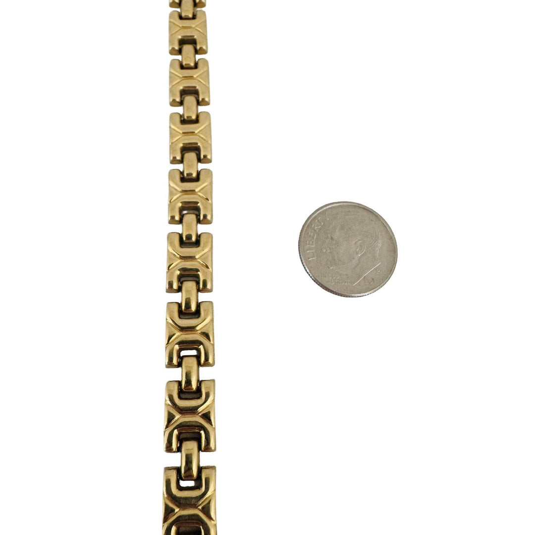 14k Yellow Gold 16.6g Vintage Ladies 8.5mm Fancy Link Bracelet Italy 8"
