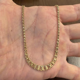 14k Yellow Gold 12g Imperial Gold Graduated Beaded Mirror Bar Link Necklace 17"