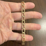 14k Yellow Gold 23.7g Men's Vintage 8.5mm Squared Curb Link Bracelet 8"