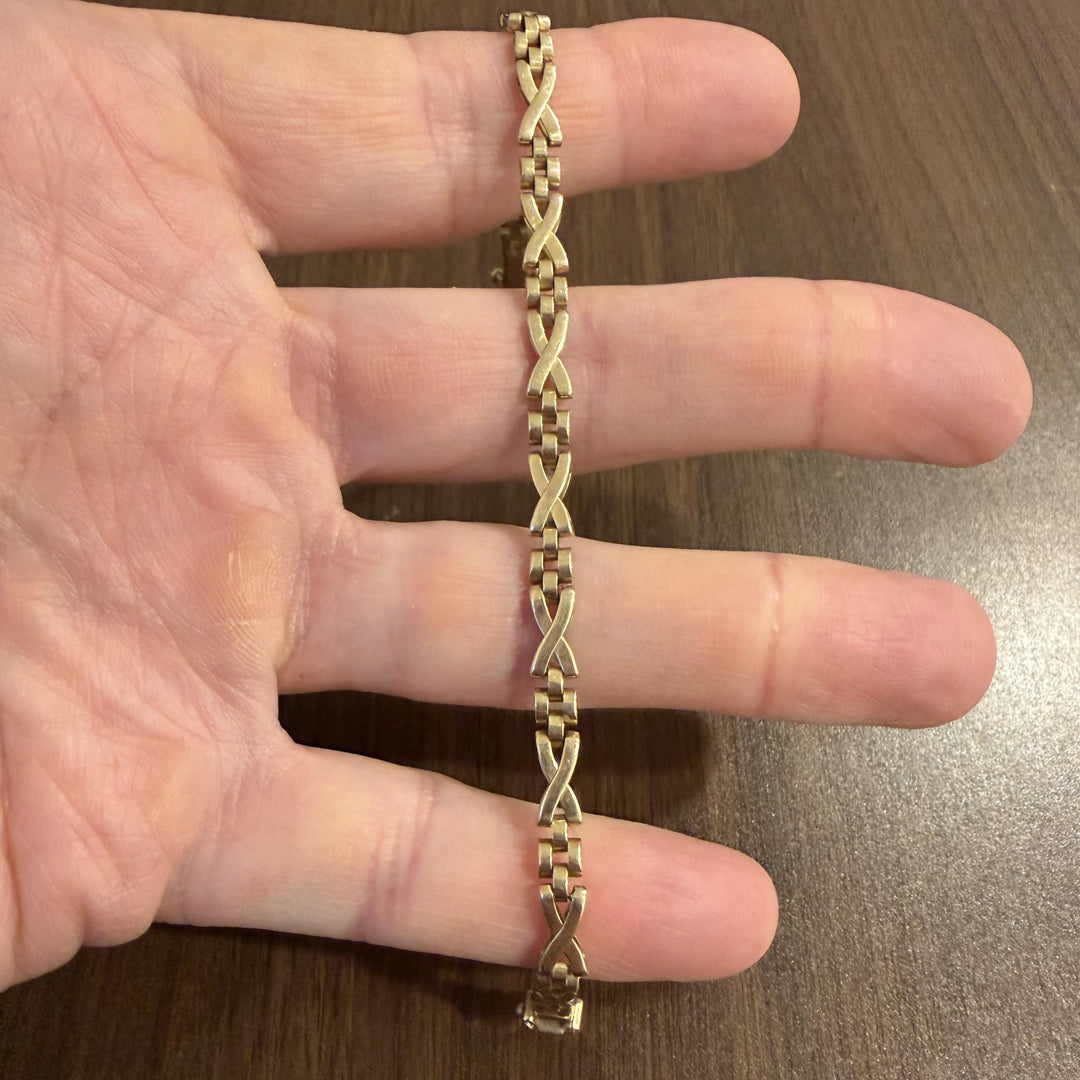 14k Yellow Gold 9.4g Vintage Ladies 5mm Fancy Panther X Link Bracelet Italy 7"