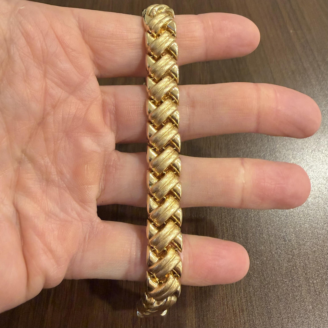 14k Yellow Gold 20g Vintage Ladies 11.5mm Fancy Link Bracelet Turkey 7"