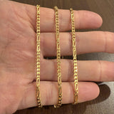 14k Yellow Gold 17g Solid 2.8mm Fancy Figaro Link Chain Necklace Italy 24"