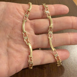 14k Yellow Gold 26g Ladies Curved Bar Screw Motif Link Necklace Italy 17"