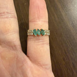 14k Yellow Gold Emerald and Diamond Vintage Band Ring Size 5.5