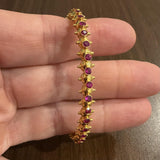 22k Yellow Gold and Ruby 16g Solid Beaded Bangle Bracelet 7.25"