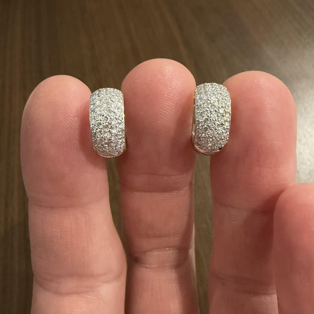 Craig Drake 18k White Gold and 0.70cttw Diamond Solid Huggie Ear Clips