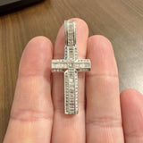 18k White Gold and 3cttw Diamond Solid 12.4g Cross Pendant 2"