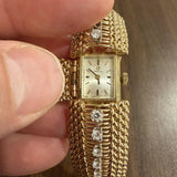 14k Yellow Gold and 1cttw Diamond Vintage Omega Hidden Watch Vintage Bracelet 7"