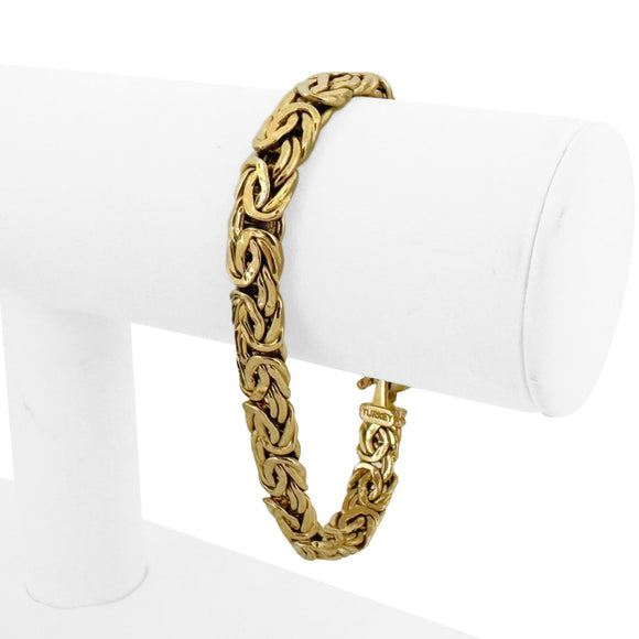 18k Yellow Gold 15.6g Ladies 8mm Byzantine Link Bracelet Turkey 7.5