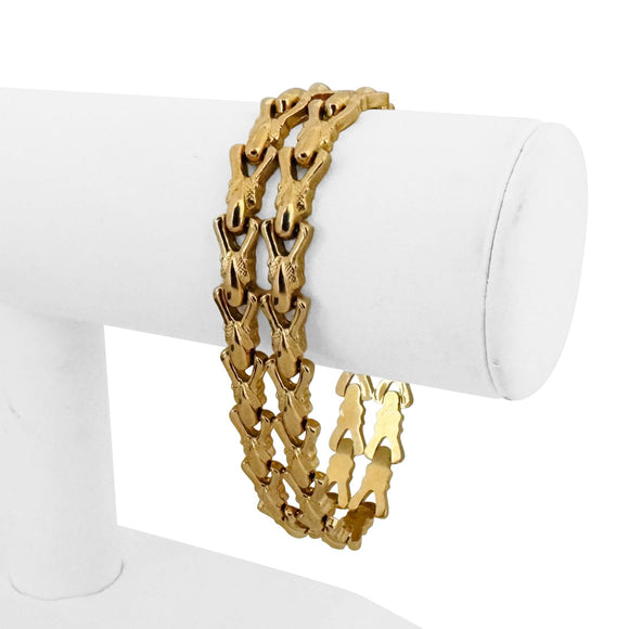 18k Yellow Gold 21.6g Vintage UnoAErre 15mm Fancy Link Bracelet Italy 7.25