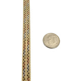 14k Tri Tone Gold 19.6g Solid Vintage 8mm Fancy Link Bracelet Italy 7"