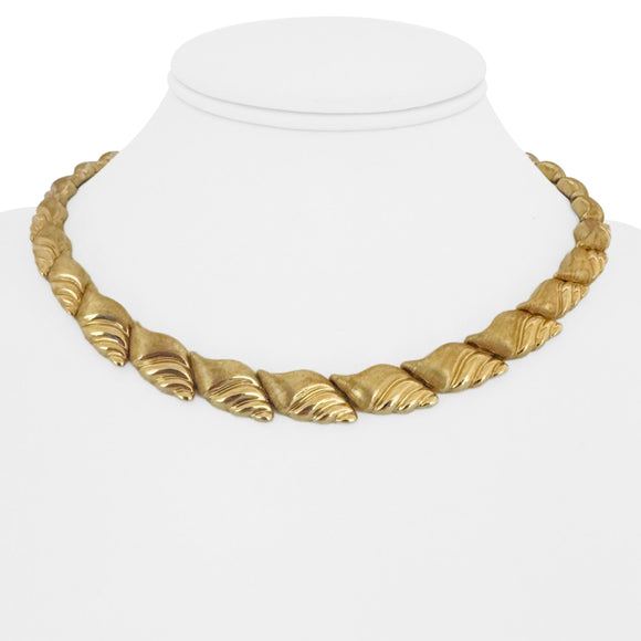 Chiampesan 14k Yellow Gold 36.4g Vintage Graduated Fancy Link Necklace Italy 16