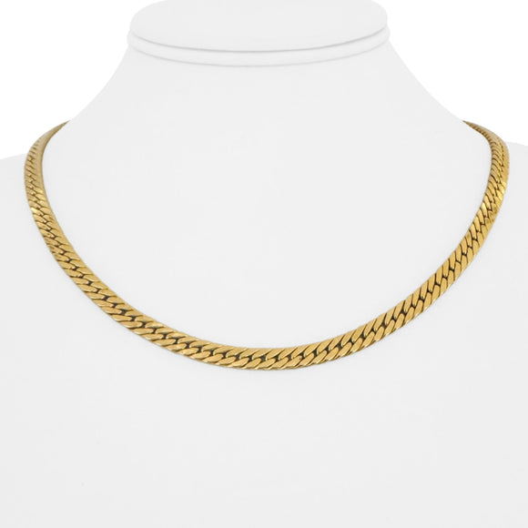 14k Yellow Gold 16.2g Hollow Flattened Curb Link Chain Necklace Italy 18