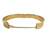 14k Yellow Gold 15g Vintage 10.5mm Concave Floral Bangle Bracelet 7"