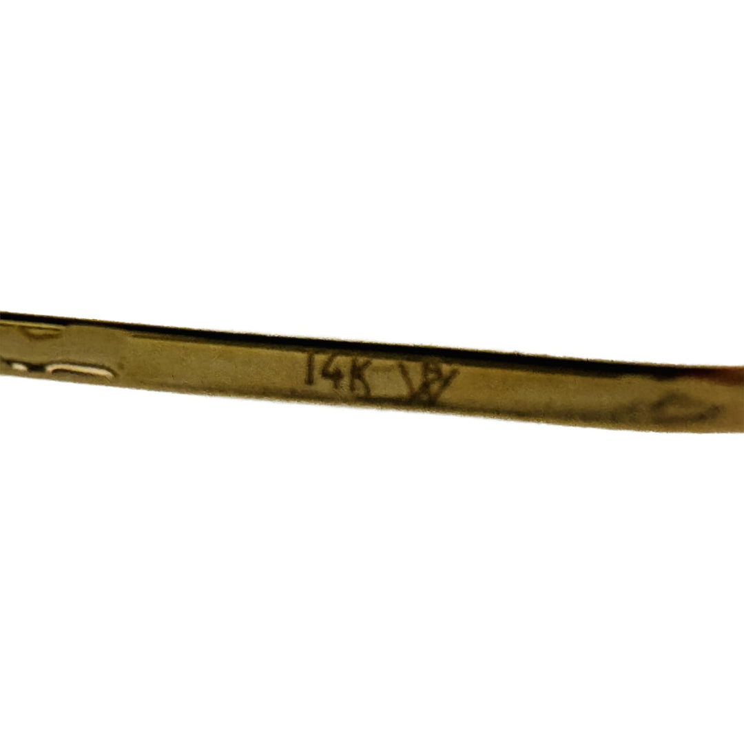 14k Yellow Gold 15g Vintage 10.5mm Concave Floral Bangle Bracelet 7"
