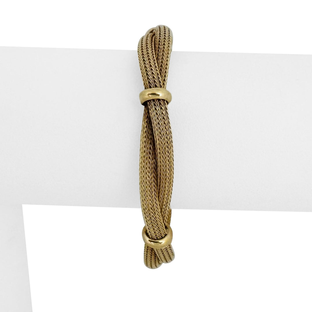 14k Yellow Gold 16.8g Soft Braided Mesh Link Station Bracelet Italy 7.25"